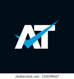 AT Logo of the Letter Tick Blue Initial Capital Designs Template
