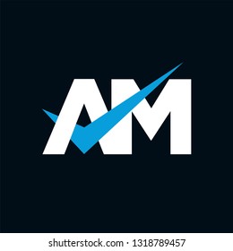 AM Logo of the Letter Tick Blue Initial Capital Designs Template