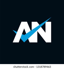 AN Logo of the Letter Tick Blue Initial Capital Designs Template