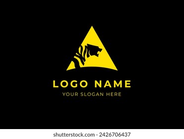 Logo Letter A and Tiger In Triangle, Minimalist and Modern Logo Design. Editable color