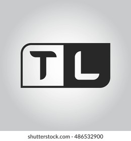 Logo letter TL with two different sides. Negative or black and white vector template design