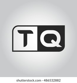 Logo letter TQ with two different sides. Negative or black and white vector template design