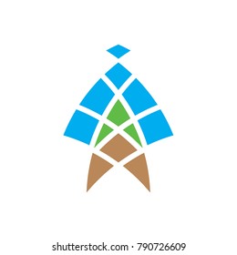 Logo A Letter Triangle Arrow Green Blue