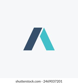 Logo letter A or triangle crystal blue unique design minimalist with blank background