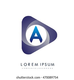 Logo A letter in the triangle shape, font icon, Vector design template elements for your application or company identity.