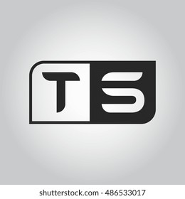 Logo letter TS with two different sides. Negative or black and white vector template design