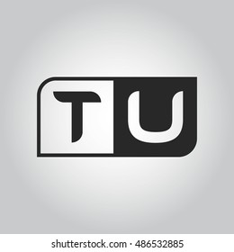 Logo letter TU with two different sides. Negative or black and white vector template design