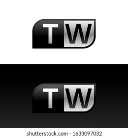 Logo letter TW with two different sides. Negative or black and white vector template design vector
