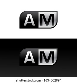 Logo letter AM with two different sides. Negative or black and white vector template design vector