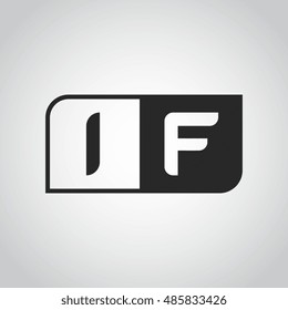 Logo letter IF with two different sides. Negative or black and white vector template design
