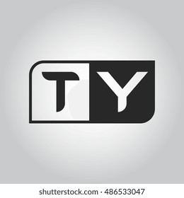 Logo letter TY with two different sides. Negative or black and white vector template design