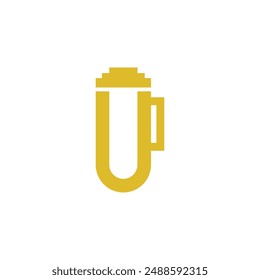 Logo letter U beer unique design with blank background