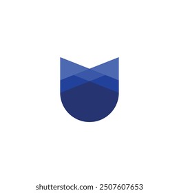 Logo letter U deep blue unique design with blank background