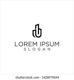 logo letter u design concept in the form of a building