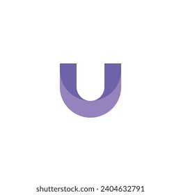 Logo letter U design template element with fold effect