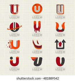 Logo letter u. Element and abstract web Icon vector symbol set. Unusual sign icon and sticker set. Graphic design easy editable for Your design.