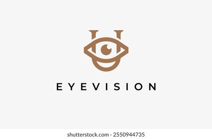 Letra de logotipo U e visão ocular. Digital, visual com conceito moderno e minimalista. Arquivo editável.