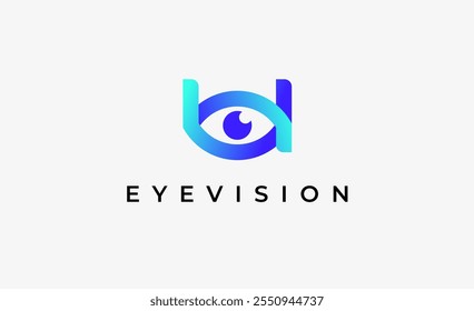 Logo Letter U and Eye Vision. Digital, visual with modern and minimalist concept. Editable file.