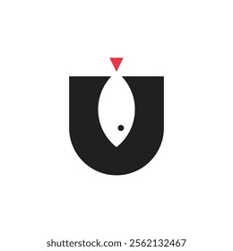 Logo letter U fish unique design with blank background