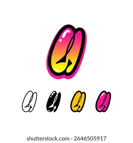 Logo letter U, graffiti alphabet font, set of four different art symbol for your brand name design, vector illustration 10 EPS