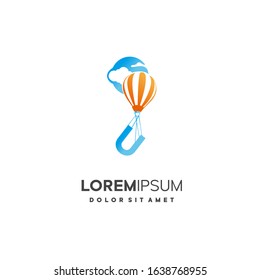 Logo letter U a hot air balloon, Modern, simple and elegant icon, template design vector.