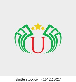logo letter u with icon payroll vector design