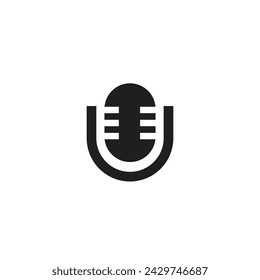 Logo letter U microphone with blank background