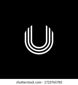 Logo Letter U Minimalist Monogram Typography in black and white color.