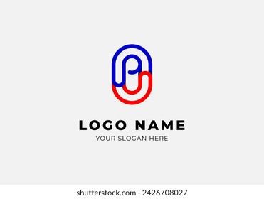 Logo letter U P with oval shape. Modern, minimalsit, monogram bold logo design. Editable color