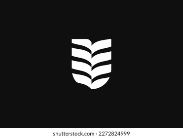 Logo Letter U and Shield, logo with Simple Letter U, Shield, Line, Unique, Apparel. Business identity Vector Icon.