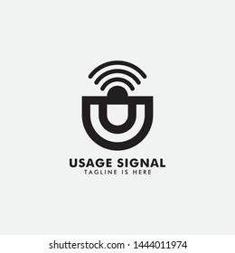 Logo Letter U Signal, Wifi, Bar Signal, Connections, Symbol Concept Letter U + Icon Signal.