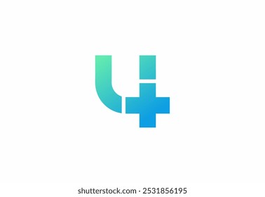 Logo letter U with symbol medical plus, Creative template for hospital and healthcare.