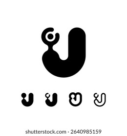 Logo Letter U, trendy modern alphabet font, set of five different letter u for your brand name design, vector illustration 10 EPS