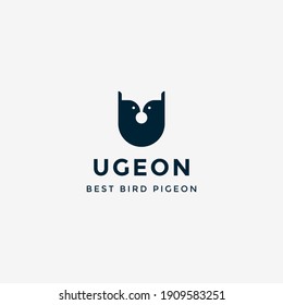 logo letter U and unique head pigeon. simple monogram design.