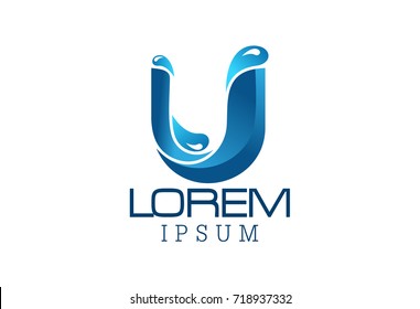 logo letter u water splash icon