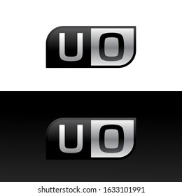 Logo letter UO with two different sides. Negative or black and white vector template design vector