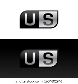 Logo letter US with two different sides. Negative or black and white vector template design vector