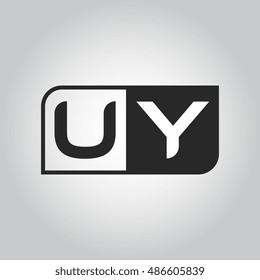 Logo letter UY with two different sides. Negative or black and white vector template design