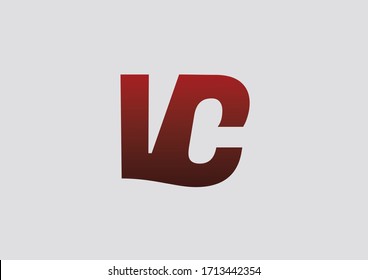 letra de logotipo V y C color de gradiente rojo