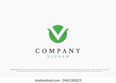 logo letter v circle green nature business abstract
