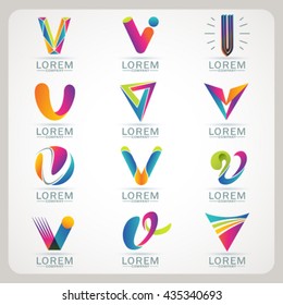 Logo letter V element and Abstract web Icon and globe vector symbol. Unusual sign icon and sticker set. Graphic design easy editable for Your design. Modern logotype icon.