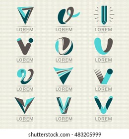 Logo letter v. Element and abstract web Icon vector symbol set. Unusual sign icon and sticker set. Graphic design easy editable for Your design.