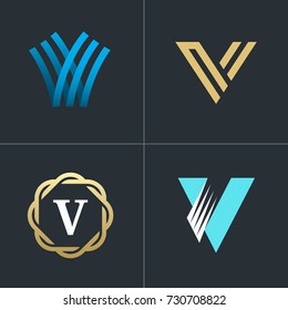 Conjunto de elementos V de la letra de logotipo. Diseño gráfico fácil de editar para Su diseño. Icono moderno de logotipo.