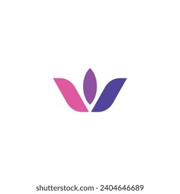 Logo letter V or flower retro with blank background