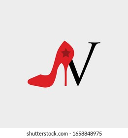 logo letter v with high heels vector design