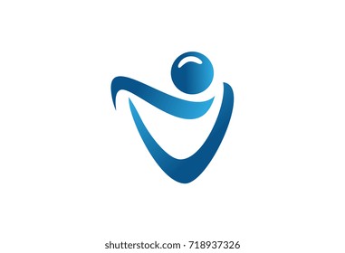 logo letter v human water splash icon