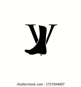 logo letter v with icon foot vector design