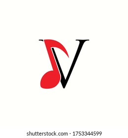 logo letter v with icon not music vector design