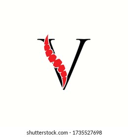 logo letter v with icon spine vector design