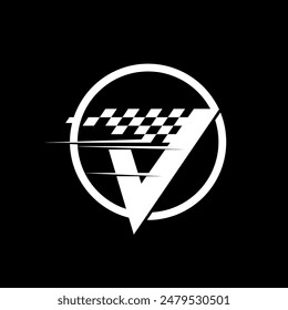 A logo with the letter V as the main element, a logo that looks very fast on a black background